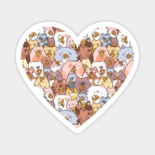 Cat pizza party party in a heart Magnet