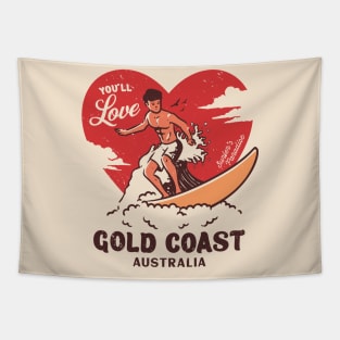 Vintage Surfing You'll Love Gold Coast, Australia // Retro Surfer's Paradise Tapestry