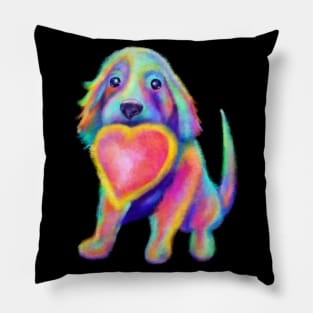 Soft Pastel Lovable Rainbow Pup Pillow