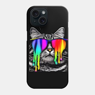 Cat wearing colorful sunglasses Phone Case