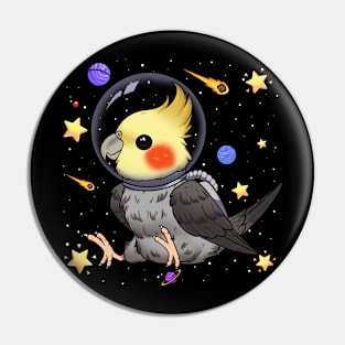 Cosmic Aviator: The Spacefaring Cockatiel Pin