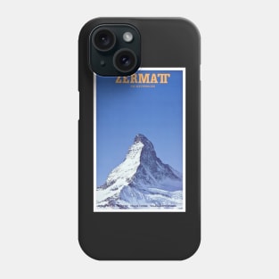 Zermatt am Matterhorn,Valais, Switzerland, Ski Poster Phone Case