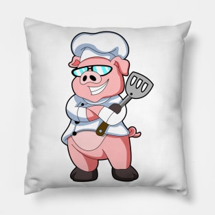 Pig as Chef with Cooking apron & Sunglasses Pillow