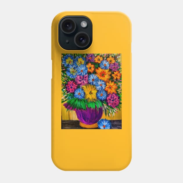 Fun and colorful abstract flowers Phone Case by kkartwork