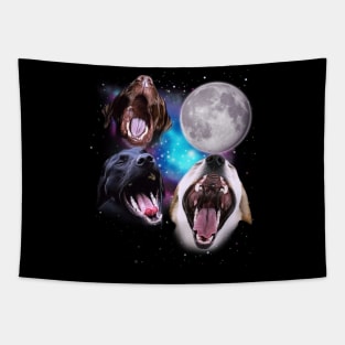 Three Labs Howl at the Moon Tapestry