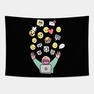 Social media sticker, emoticon doodle Tapestry