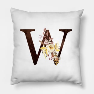 Floral Monogram W Lovely Autumn Foliage Pillow