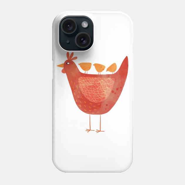 Hen and Chicks Farmyard Art Phone Case by NicSquirrell