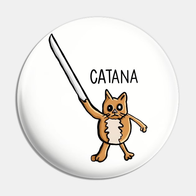 Catana, Funny Cat Pun katana arm Digital Illustration Pin by AlmightyClaire