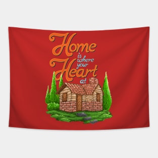 home is where your heart art pixel Tapestry