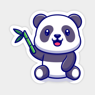 Cute Panda With Bamboo Cartoon Vector Icon Illustration (2) Magnet