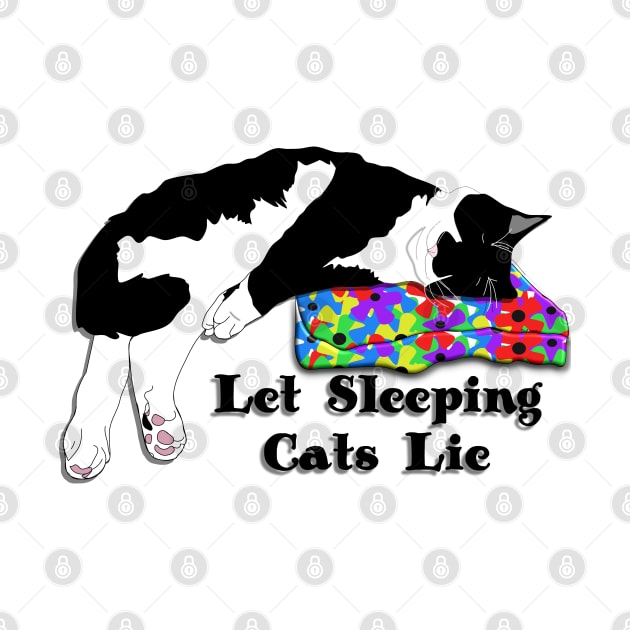 Let sleeping Cats Lie Cute tuxedo cat copyright by TeAnne by TeAnne