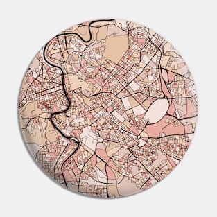 Rome Map Pattern in Soft Pink Pastels Pin