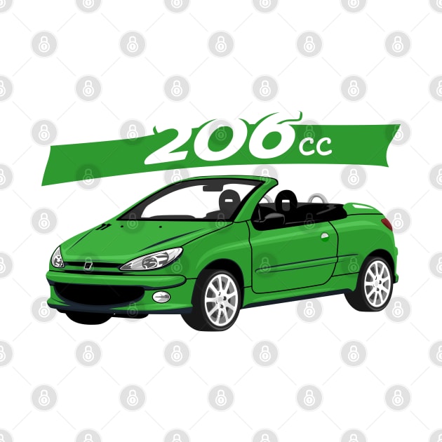 City car 206 cc Coupe Cabriolet france green by creative.z