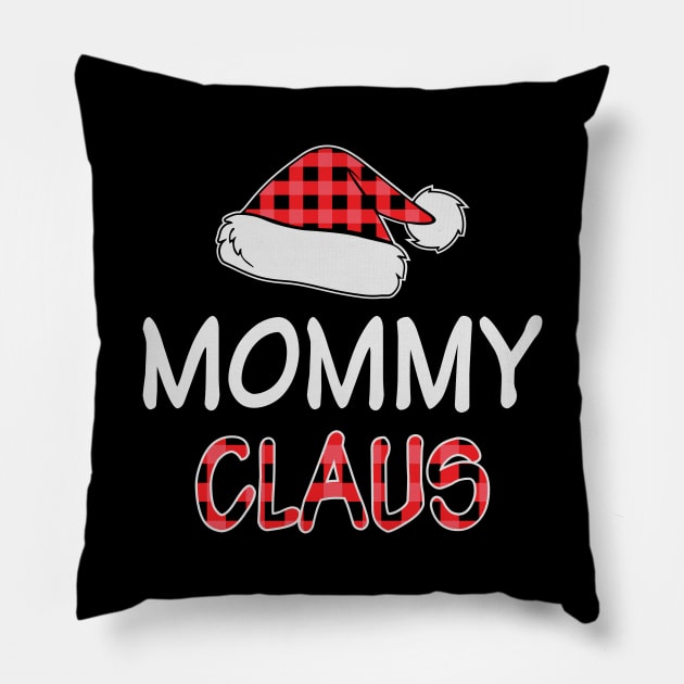 Mommy Claus Funny Red Plaid Santa Hat Matching Family Christmas Gifts Pillow by BadDesignCo