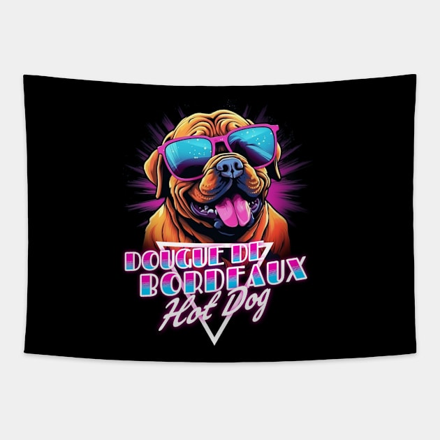 Retro Wave Dogue de Bordeaux Hot Dog Shirt Tapestry by Miami Neon Designs