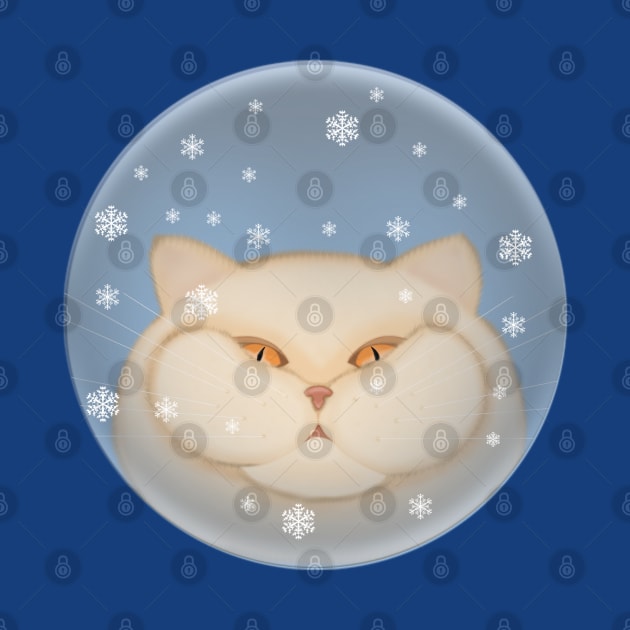 Winter cat. Cat in a glass ball with snowflakes by KateQR