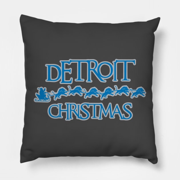 Detroit Lions Christmas Pillow by MarcusCreative