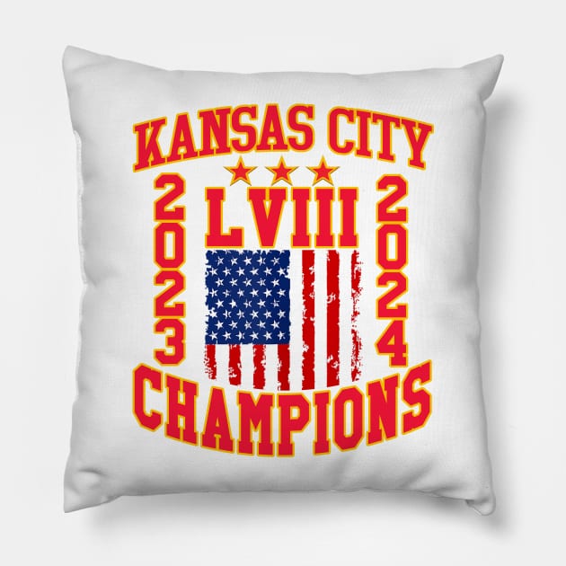 Super Bowl LVIII Champions - Kansas City Chiefs Pillow by Folke Fan Cv