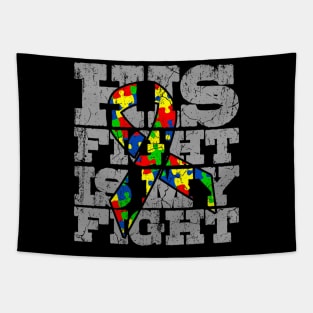 Autism Dad His Fight Autism Awareness For Autism Dad Tapestry