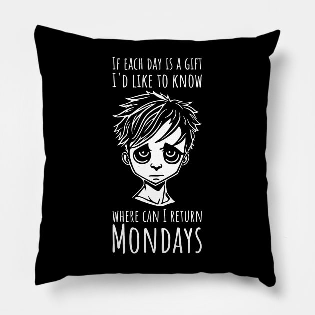 Funny Monday Blues For Men - vertical Pillow by NeverDrewBefore