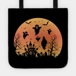 Spooky Moon Halloween Witch Monster Ghost Pumpkin Tote