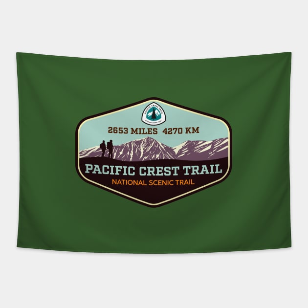 Pacific Crest Trail - California Oregon Washington - colorful trail hiking badge Tapestry by TGKelly