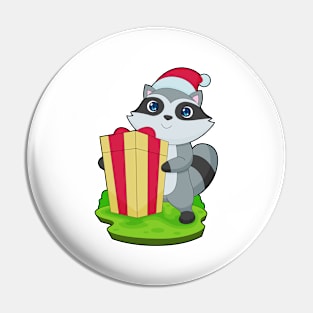 Racoon Christmas Santa hat Pin