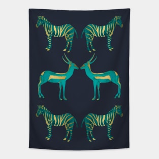 Teal and Gold Savanna Tapestry