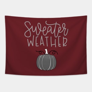 Sweater Weather Quote and Pumpkin Design Tapestry