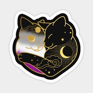 Asexual Celestial Cat Heart Magnet