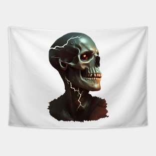 skull lightning skeleton glowing eyes Tapestry