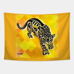 bright yellow floral tiger ecopop Tapestry