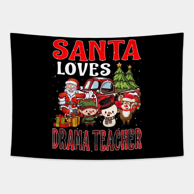 Santa Loves Drama Teacher Tapestry by intelus