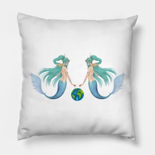 Mermaids Carrying Earth Pillow