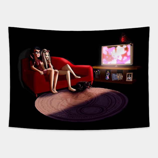 Witches Movie Night Tapestry by Creative Wiz