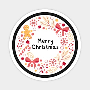 Merry Christmas Round Sticker 15 Magnet