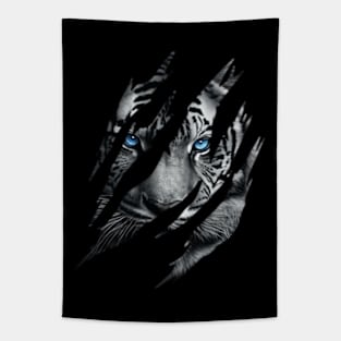 Cat Eye of the Fearless Tiger Silhouette Tapestry