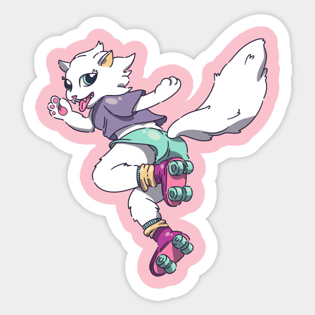 A Cat On Roller Skates Cat Sticker Teepublic