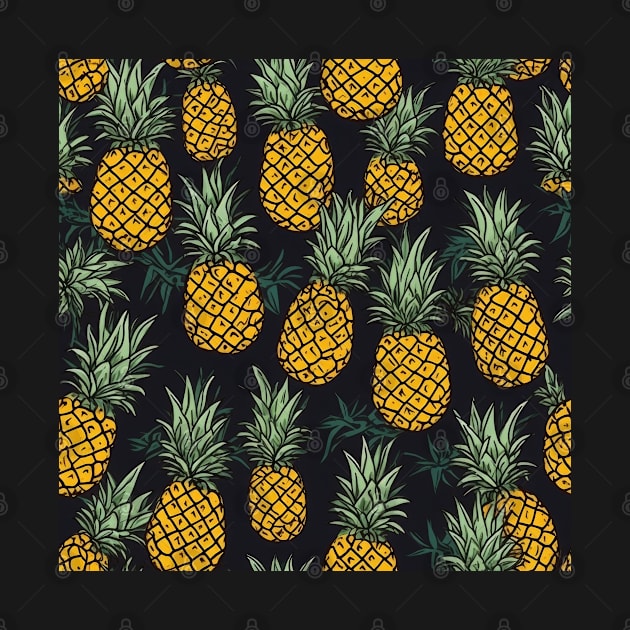 Yellow Pineapples Pattern by The Art Mage