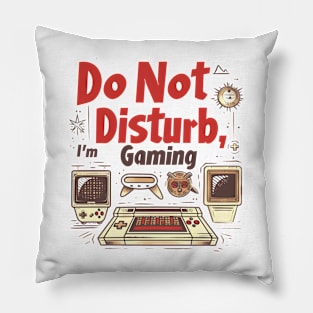 Retro Gaming 'Do Not Disturb' Sign for Dedicated Gamers Pillow