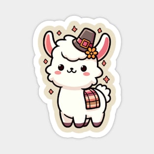 Llama Loves Thanksgiving Cute Kawaii Fall Magnet