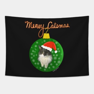 Meowy Catsmas Cat Ornament Design Tapestry