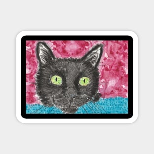 Cute  black cat face painting Magnet