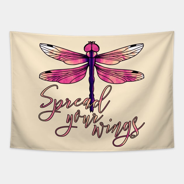 Dragonfly - spread your wings, sunset colors Tapestry by Olooriel