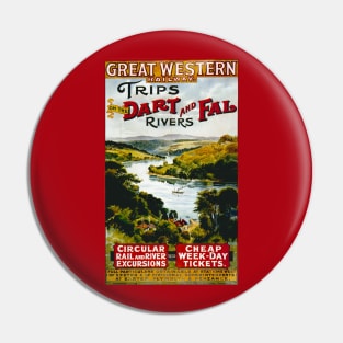 Vintage Travel Poster - Dart and Fal Rivers Pin