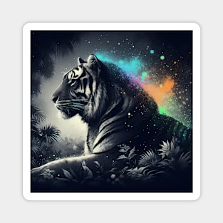 Monochromatic Tiger Within Rainbow Colors Magnet