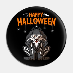 Pomeranian Dog Halloween Skull Pin