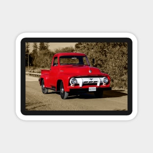 Red Truck On Road Magnet
