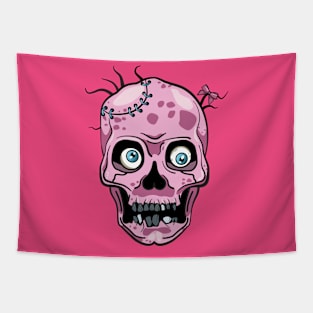 Pink Crazy Skull Tapestry